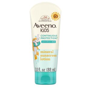 Aveeno Kids Continuous Protection Broad Spectrum SPF 50 Mineral Sunscreen for Sensitive Skin
